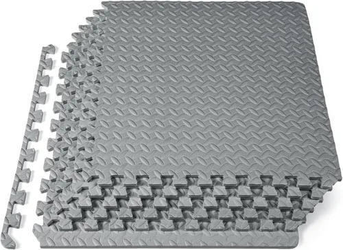 Vista 11 de ProsourceFit - Tapete de ejercicio tipo rompecabezas de ½ pulgada, losetas de espuma EVA entrelazadas para gimnasio en casa, para niños, crema, 24 x