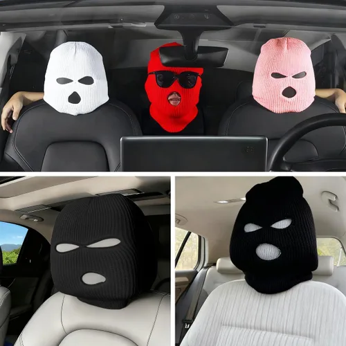 Vista 6 de 2 piezas de fundas para reposacabezas de automóvil, protector de cara completa personalizado y divertido para vehículos, envoltura de protección