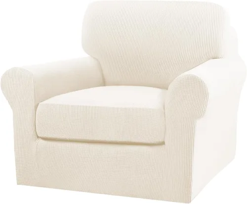 Vista 9 de Turquoize 2 fundas para sillas de sala de estar, funda de sofá con fundas de cojín individuales, funda de muebles para sillas (silla, beige biscotti)