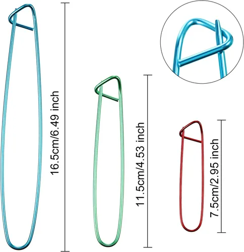 Vista 2 de WILLBOND 9 soportes para puntada de cable, agujas de cable de aluminio de colores mixtos, broche de seguridad, herramienta de tejer suéter, agujas