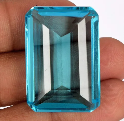 Vista 2 de REAL-GEMS Fabuloso Topacio Azul Suizo 112.50 Ct Topacio Brasileño Corte Esmeralda Corte Suizo Topacio Azul Piedra Preciosa, Piedra, Topacio