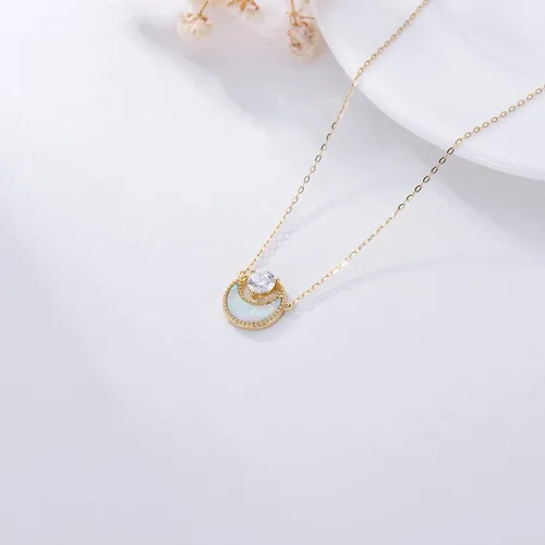 Vista 4 de Blocaci 14K Yellow Gold Opal Pendant Necklaces for Women Moon Star Necklaces Birthday Anniversary Valentine's Day Gold Jewelry for Women