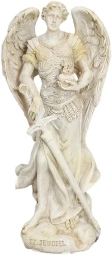 Vista 13 de Ebros - Estatua de Arcángel ortodoxo griego de la iglesia cristiana ortodoxa pintada en marfil de 5 pulgadas de alto (Barachiel The Blessings of God)