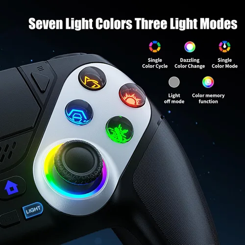 Vista 4 de Gamrombo LED Wireless Controller for PS5, Compatible with PS5 Pro/Slim/PC, Dual Vibration, Macro/Turbo Function, 3.5mm Audio Jack, 6-Axis Motion