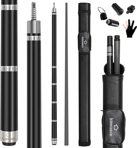 Vista 7 de HomeSeason Carbon Fiber Pool Cue Stick 58" Billiard Cue Sticks 20oz Professional Competition Low Deflection Pool Sticks with Leather Bag 3/8 * 8 Pin