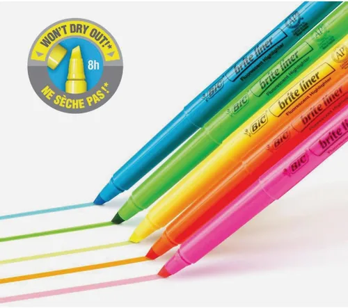 Vista 3 de BIC Brite Liner - Resaltador de punta de cincel (5 unidades)