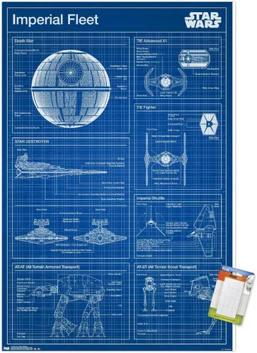 Vista 17 de Star Wars: Saga - Póster de pared con diseño imperial, 22.4 pulgadas de largo x 14.7 pulgadas de ancho, versión enmarcada de madera de granero