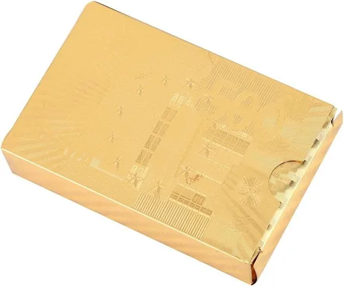 Vista 6 de VGEBY 1 cartas de póquer, lujo falso chapado en oro cartas de póquer con caja para juego de mesa (Euro)