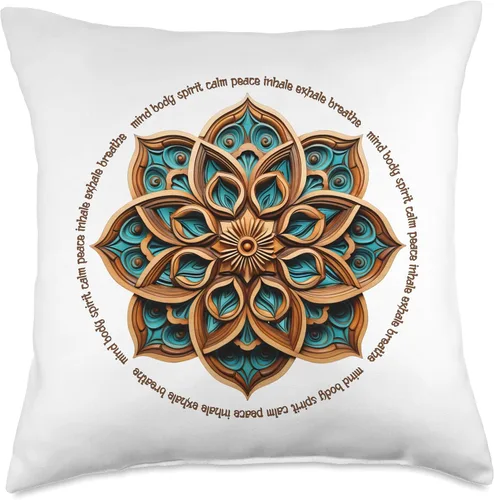 Vista 4 de Zen Designs Mandala #313-Mind-Body-Spirit Yoga Art Throw Pillow, 16x16, Multicolor