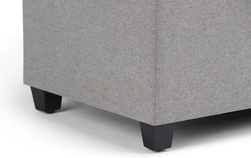 Vista 9 de SIMPLIHOME - Otomana Shiloh de cuero vegano de 48 pulgadas de ancho en color marrón castaño Otomana de transición con tapa capitoné y elevable
