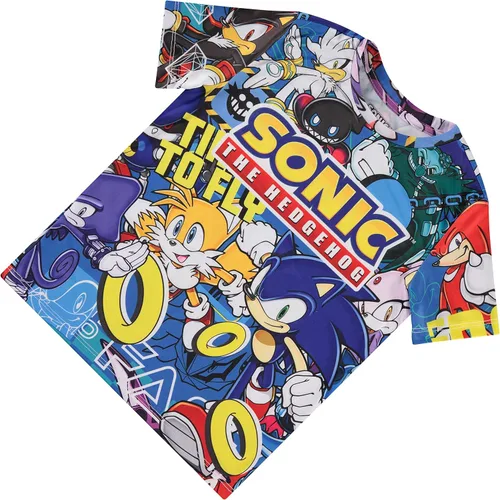 Vista 6 de SEGA Camiseta Sonic The Hedgehog para niños con sonic colas y nudillos The Hedgehog Trio camiseta
