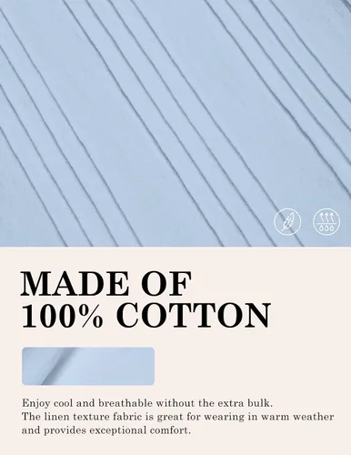 Vista 4 de COOFANDY Camisas de lino de algodón para hombre, ajuste relajado, manga corta, camisa con botones, plisada, guayabera
