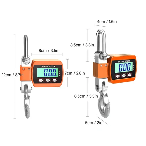 Vista 9 de Báscula digital de gancho para colgar, escala de grúa electrónica de 1102 libras, 1,102.3 lbs, pantalla LCD, báscula de peso portátil para colgar