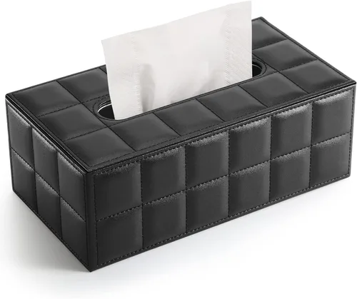 Vista 14 de KINGFOM Funda de caja de pañuelos de cuero sintético PU, soporte rectangular para caja de pañuelos con fondo magnético, dispensador de servilletas