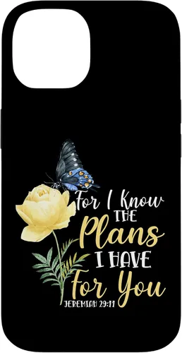 Vista 4 de iPhone 16 Christian Bible Verse Butterfly Rose Flower Jeremiah 29:11 Case