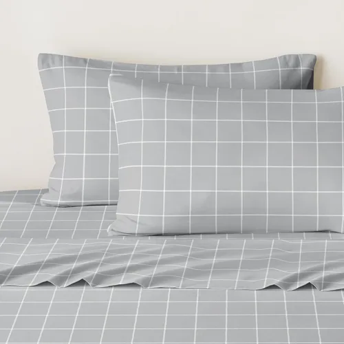 Vista 5 de Wake In Cloud - Sábanas geométricas, juego de sábanas de 4 piezas, juego de sábanas de cuadros a cuadros a cuadros a cuadros, ropa de cama estética