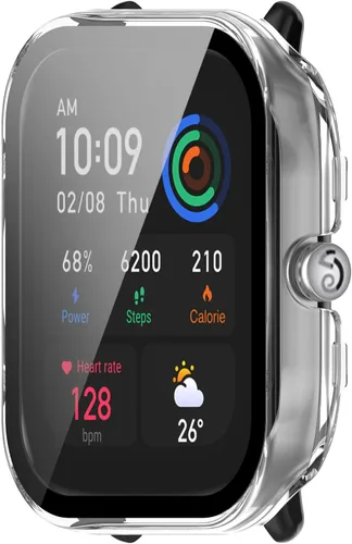 Vista 6 de Lamshaw Funda compatible con Amazfit GTS 4 Mini, carcasa protectora de policarbonato duro con protector de pantalla de vidrio templado compatible