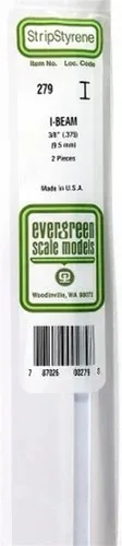 Vista 3 de Evergreen Modelos a escala I-Beam 3/8 2 EVG279 Suministros de construcción de plástico