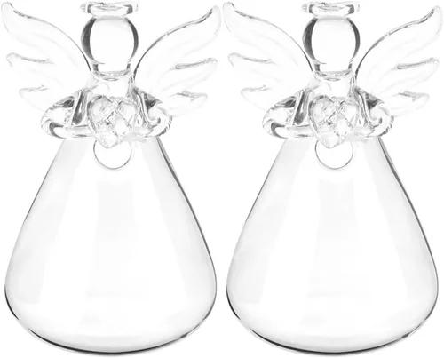 Vista 6 de Yardwe 2 jarrones hidropónicos de vidrio, maceta de vidrio transparente en forma de ángel para plantas de interior, contenedor decorativo