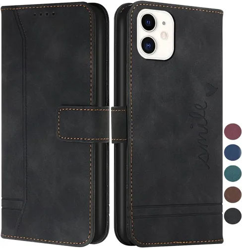 Vista 9 de Funda tipo cartera para iPhone 11 y iPhone 11 con tarjetero de piel, con función atril, protección completa magnética compatible con iPhone 11
