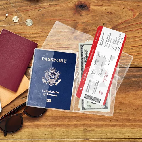 Vista 3 de Protector transparente para pasaporte, cubierta de plástico impermeable para pasaporte, protector de identificación de vinilo para documentos