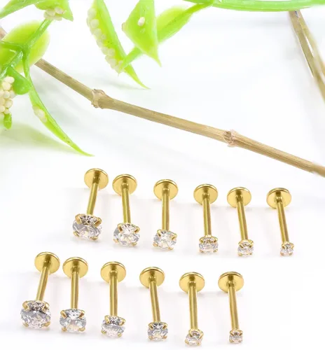 Vista 6 de Vsnnsns Anillos de labio de acero inoxidable 16G Tragus Helix Conch Piercing de serpiente Piercing Monroe Lip Anillos Labret Medusa cartílago lóbulo
