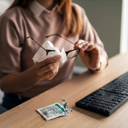 Vista 5 de PDI See Clear Toallitas de limpieza de lentes, sin rayas y antiestáticas para gafas, anteojos, lupas y gafas de seguridad, 1 caja de 120 paquetes