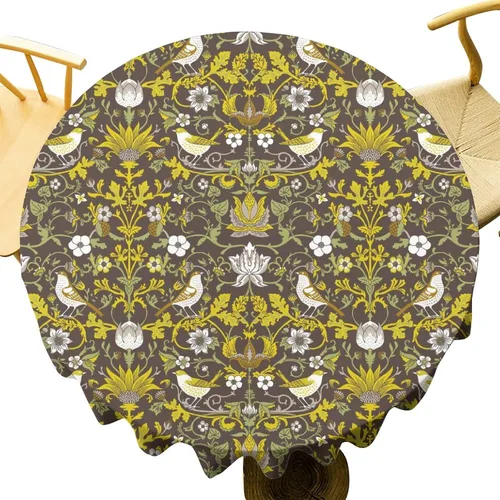 Vista 148 de Mantel Floral Retro de Pájaros, Diseño Original Bohemio William Morris Estampado Cubierta de Mesa para Hogar Picnic Fiesta Comedor Cocina William