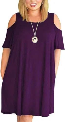 Vista 32 de Kancystore Vestido casual de verano para mujer, talla grande, con bolsillos Albaricoque