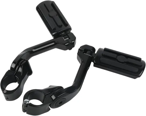 Vista 2 de TCT-MOTORPARTS Estriberas de pie de carretera de montaje largo para Harley Electra Glide, todo con protectores de motor de 1-1/4 pulgadas 1.25 Negro