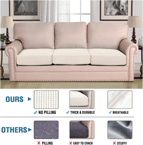 Vista 380 de H.VERSAILTEX Fundas de Cojín de Asiento Individuales Super Elásticas Fundas de Sofá Fundas de Cojín de Sofá Fundas Deslizables Juegos Tela de Sarga
