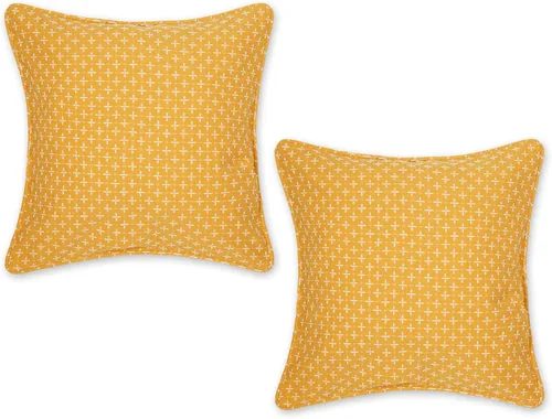 Vista 11 de DII Colección de fundas de almohada, algodón reciclado, cremallera oculta, 18x18, Dobby Plus, blanco roto, 2 piezas