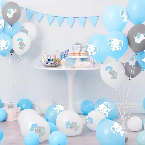 Vista 6 de Aoriher 45 globos de elefante de 12 pulgadas, globo de elefante para baby shower, para bebés, niños y niñas, revelación de género, suministros