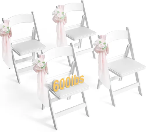 Vista 24 de Sillas plegables de resina con cojín para bodas, fiestas, paquete