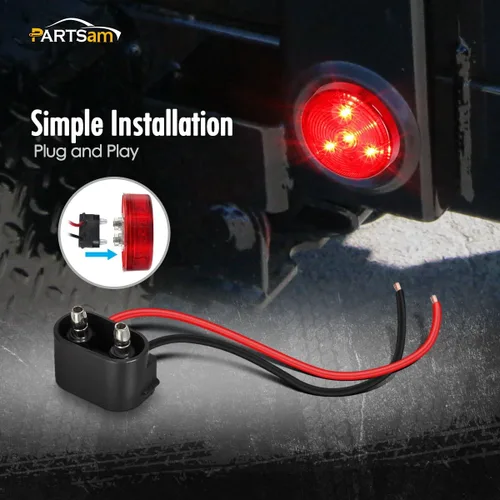 Vista 5 de Partsam 4 luces LED redondas de 2 pulgadas con marcador lateral lateral reflejo, [aprobado por DOT] 2 pulgadas, 4 luces LED de remolque con ojales