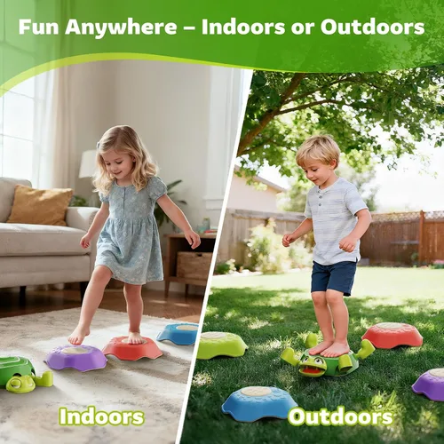 Vista 6 de Piedras Escalonadas para Niños y Pequeños de 3-5 años, 6 Piezas de Juguetes Sensoriales Antideslizantes y Curso de Obstáculos para Juego