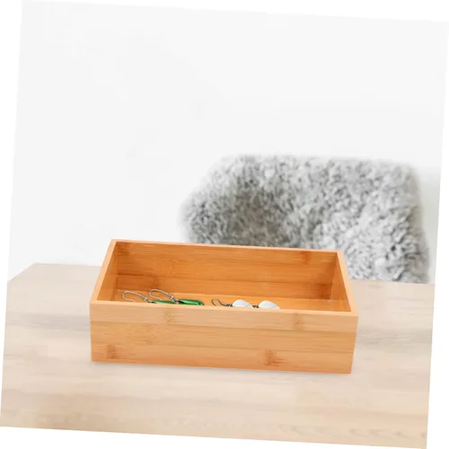 Vista 9 de Caja de almacenamiento de bambú, organizador de oficina, contenedor para encimera, utensilios de cocina, organizador de almacenamiento, tapa