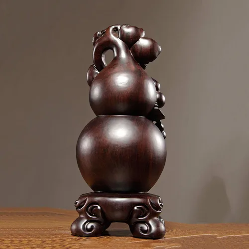 Vista 9 de Escultura china de la estatua del feng Shui Escultura de madera de la calabaza de la escultura Decoración del hogar Feng Shui Adornos Artesanías