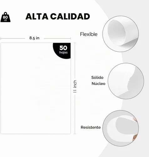 Vista 2 de Goefun 50 hojas de cartulina blanca de 8.5 x 11 pulgadas, papel de Blanco