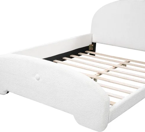 Vista 8 de Cama de plataforma tapizada de tamaño completo con cabecero en forma de orejas de dibujos animados, para muebles de dormitorio de niños