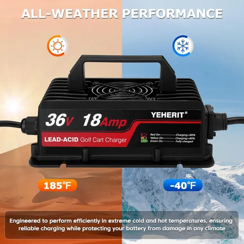 Vista 3 de Cargador de batería de 36 V 18 A compatible con carritos de golf EZGO TXT con enchufe estilo D, carga rápida inteligente para baterías de plomo