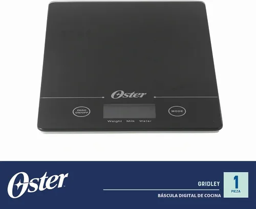 Vista 2 de Oster Gridley - Báscula digital de cocina, báscula de alimentos de alta precisión de 11 libras con pantalla LCD, función de tara, medición de gramos