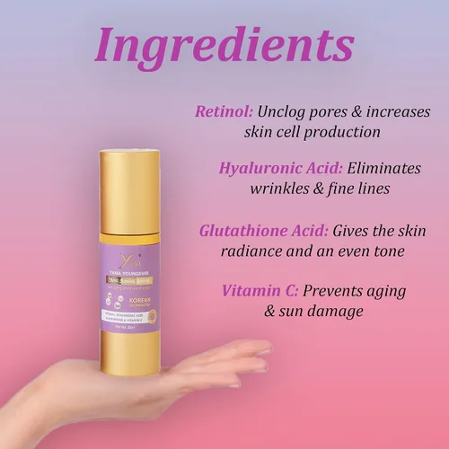 Vista 3 de Yana Youngever - Suero facial antienvejecimiento con vitamina C y retinol, para rejuvenecer y refinar los poros, hidratar e hidratar con ácido