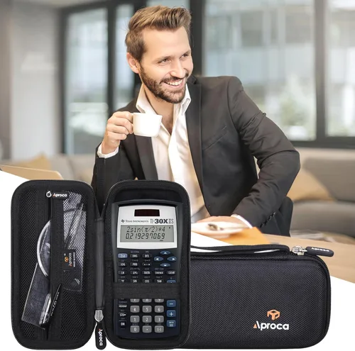 Vista 5 de Aproca Funda para calculadora compatible con calculadora científica Texas Instruments TI-30XIIS / TI-30X IIS 2-Line/Casio FX-991EX Fx-82es Plus Negro