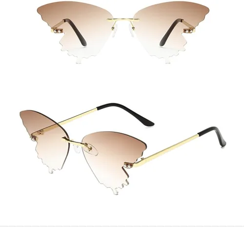 Vista 3 de Gafas de sol de mariposa para mujereshombres de gran tamaño sin montura gafas de lujo tendencia ojo de gato gafas de sol Streetwear UV400