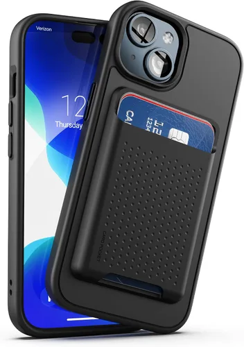 Vista 6 de ENCASED MAG - Juego de cartera, diseñado para iPhone 15 con tarjetero - Diseño magnético extraíble, negro mate (compatible con MagSafe)