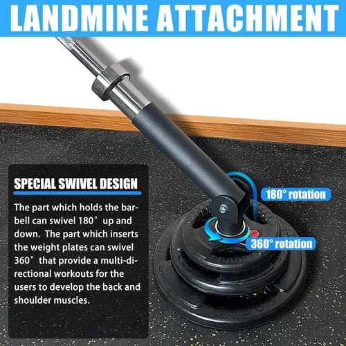 Vista 4 de BLUSLM Accesorios para minas terrestres con plataforma en T para rack de sentadillas o montaje en pared, se adapta a pesas de 2 pulgadas