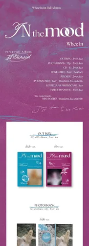 Vista 2 de MAMAMOO Wheein in The Mood Contenido del primer álbum+tarjeta fotográfica+seguimiento sellado Whee in (conjunto estándar (agua+vino))