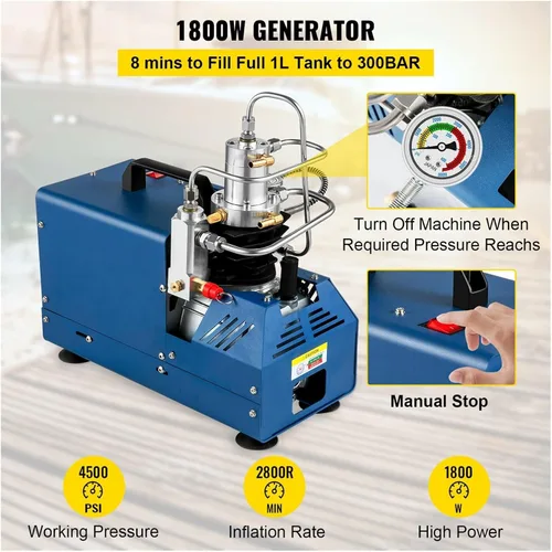Vista 2 de Bomba de alta presión 1800W del compresor de aire del PCP de 4500psi conveniente para la durabilidad neumática del inflador del rifle del airgun