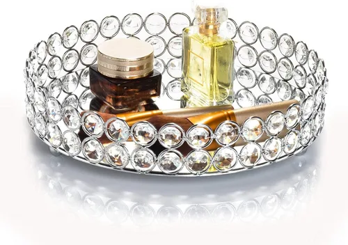 Vista 9 de Feyarl Bandeja de Cristal para Perfumes Organizador de Maquillaje Cosmético Organizador de Tocador Exhibidor y Almacenamiento de Joyas y Baratijas